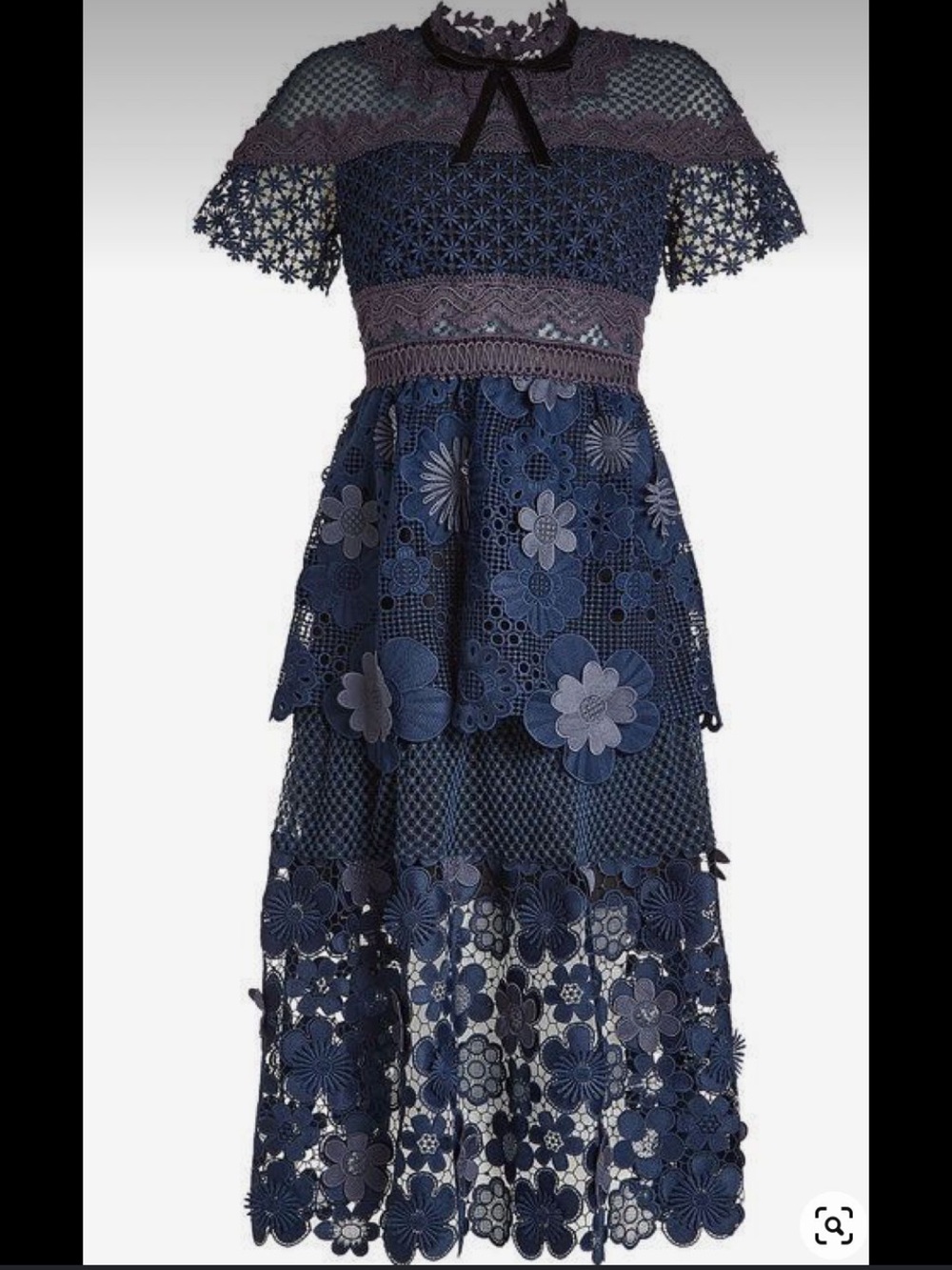 Self Portrait Blue Embroidered 3D Flowers Floral dress LINED